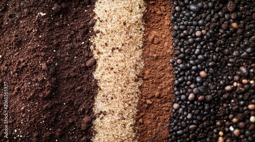 Diverse soil layers showcasing texture and composition for sustainable agriculture and crop management