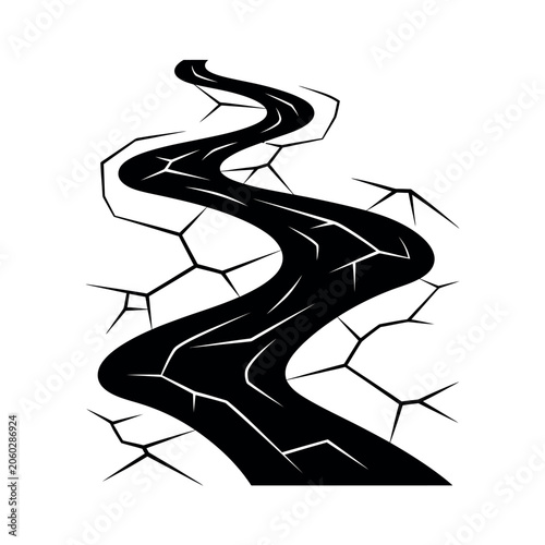 Εκτύπωση καμβά Cracked Earth Riverbed Illustration.