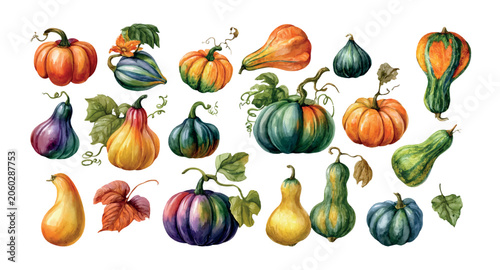 Foto Watercolor autumn harvest creating background for thanksgiving, portraying colle