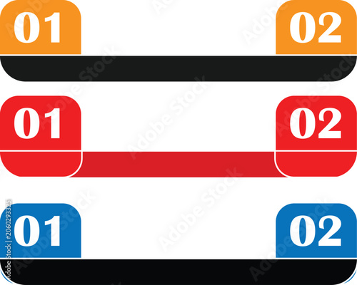 Set of three colorful infographic elements with numbered tags