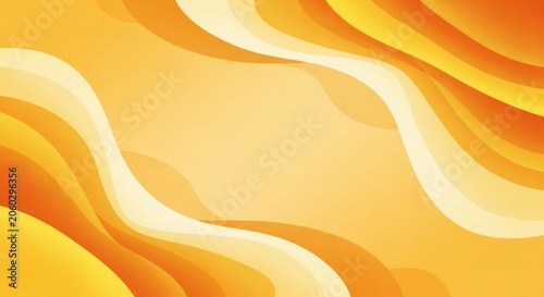 A vibrant orange and yellow abstract wave pattern on a gradient background.