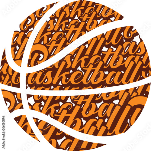 Basketball typography vignette vector illustration