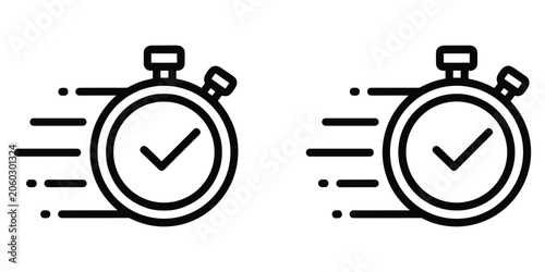 Photos Stopwatch icon with motion lines representing speed fast time completion quick s
