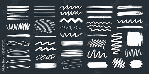 Quadro em tela Hand drawn doodle markers and scratchy underline elements for design annotation