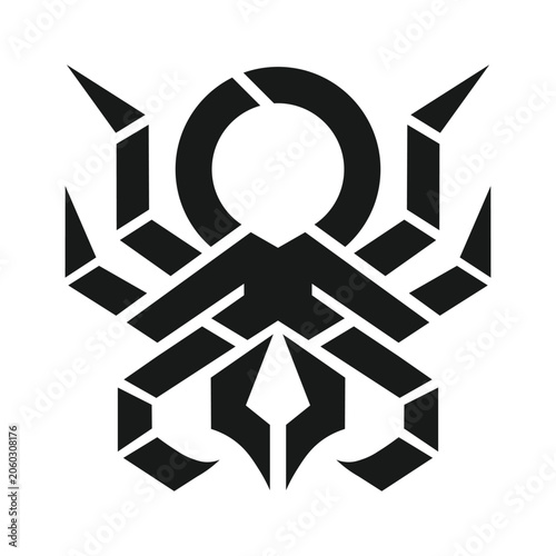 Minimalist Octopus Logo Vector with Creative Cyber Geometric Tech Monster