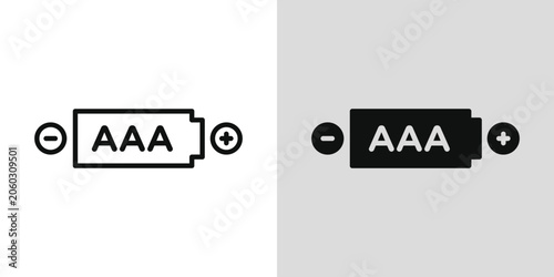Fotografía AAA battery icon representing portable power sources, electrical energy storage, and consumer electronic devices