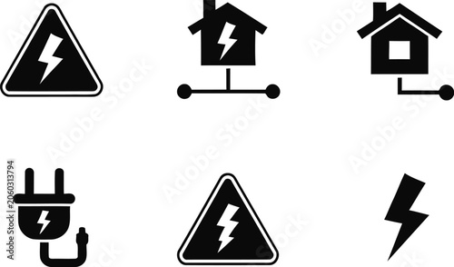 Fotografía Black and white electrical warning icons
