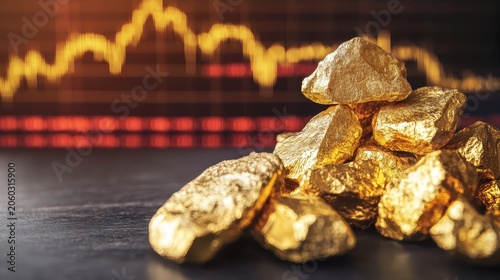 Gold bullion and financial market performance chart, representing investment and economic trends