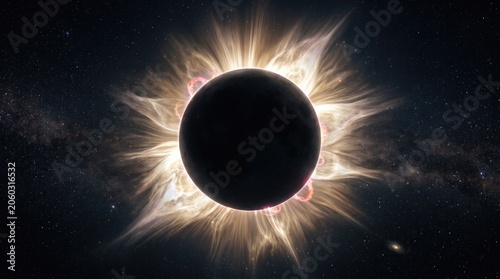 Breathtaking Solar Eclipse Surrounded by Cosmic Glory and Light Rays