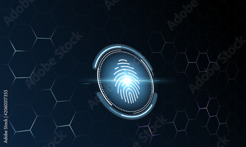Biometric Authentication and Digital Identity Security Concept with Fingerprint and Shield. File EPS 10