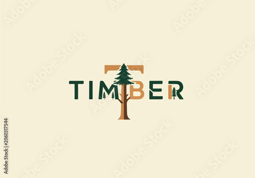 Stylized Tree Logo For Timber Industry Branding.