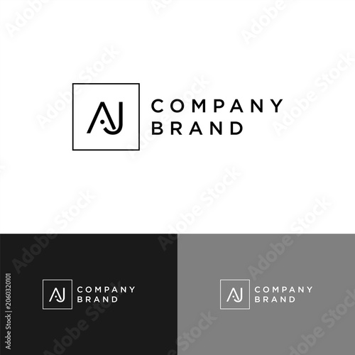 Square initial  AJ Logo Design Vector Modern Letter Monogram Corporate Branding Identity Template