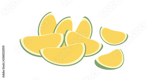 Cuadro en lienzo Fresh Yellow Watermelon Slices Vector Illustration
