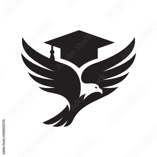 Eagle with Wings Vector Illustration and Tattoo Symbol Design