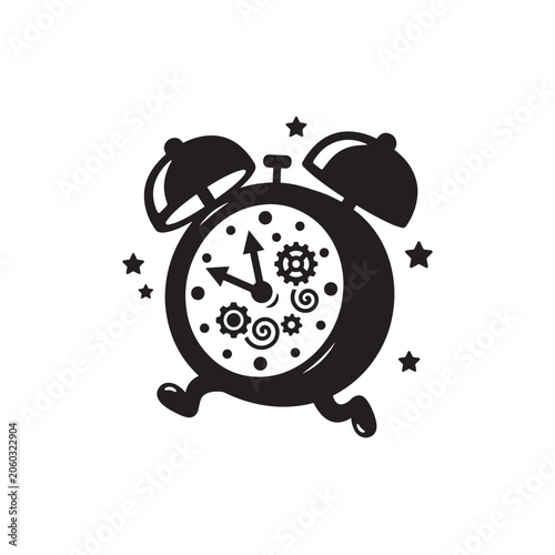 Retro alarm clock vector illustration with vintage time and morning reminder design