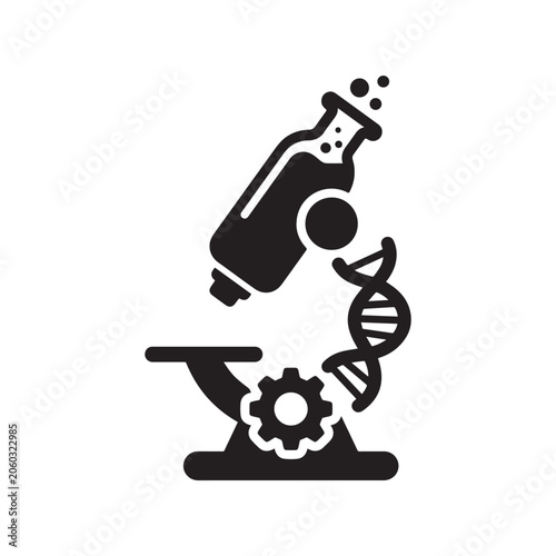 Vector microscope icon illustration isolated on white background for science and laboratory concept