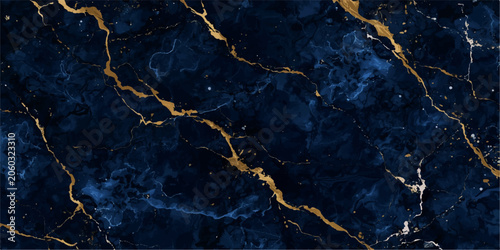 Bild auf Leinwand Elegant navy stone surface with luxurious dark blue marble texture and rich metallic gold vein patterns perfect for premium abstract interior wallpaper