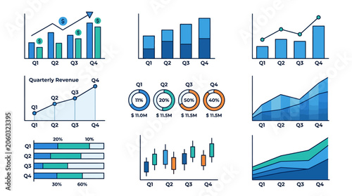Business Data Visualization Collection: Charts, Graphs, and Diagrams