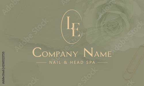 Elegant minimalist business card and logo template for nail salon and head spa