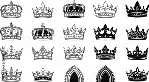 Foto Collection of black crown icons and illustrations