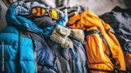 Winter Skiing Gear Ready for Adventure: Goggles, Jackets, and Gloves for Cold Weather Activities