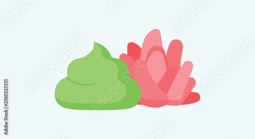 Slika na platnu Wasabi Paste and Pickled Ginger Japanese Condiments Vector