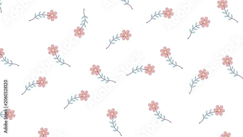 Cute pink flower seamless pattern, minimalist floral background, isolated 