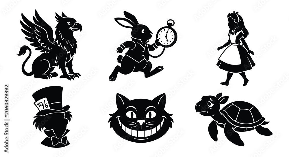 Obraz premium Mythical Griffin Illustrations Black And White Vector Art