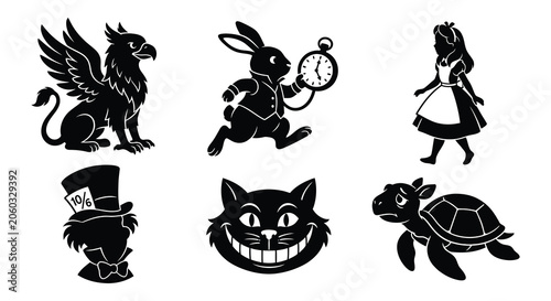 Mythical Griffin Illustrations Black And White Vector Art
