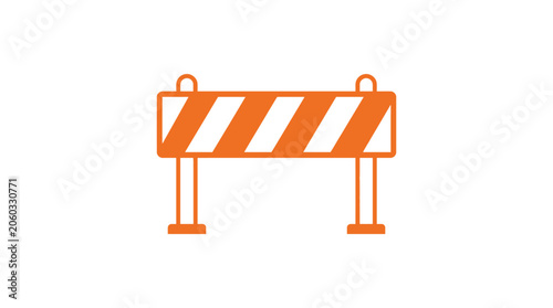 Orange striped construction barrier icon on white background