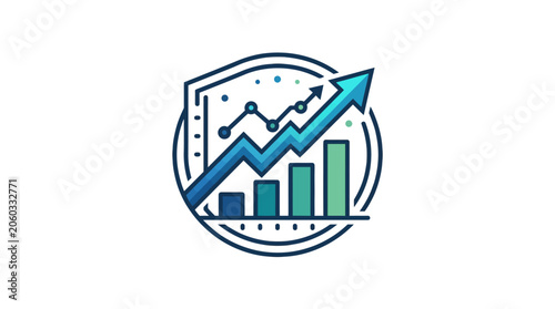 Growth Chart Icon with Arrow and Bars - Business Success Concept