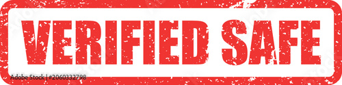 Foto A distressed red rubber stamp featuring the words Verified Safe signifies an aut