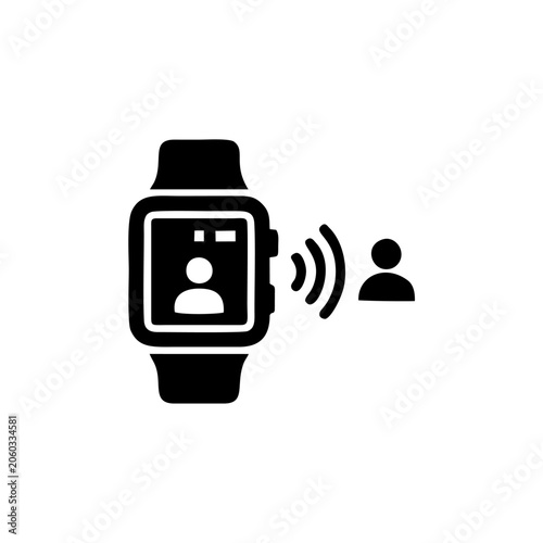 Smartwatch with user profile icon and wireless connection signal