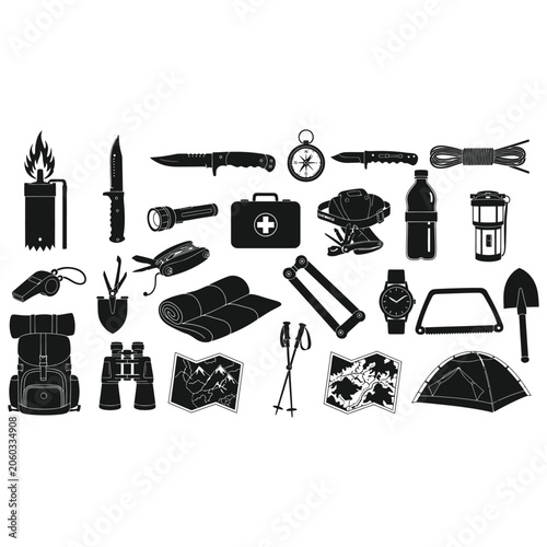 Camping and Outdoor Equipment Icons