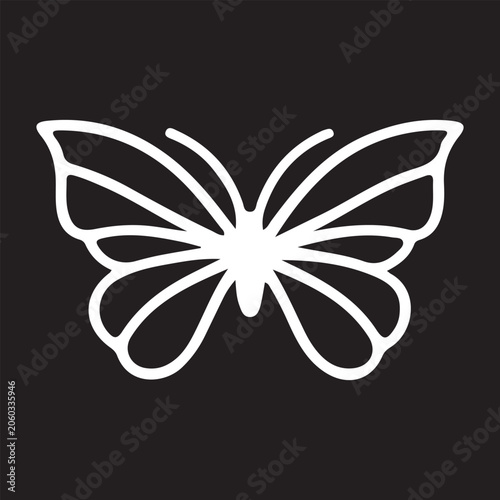 White butterfly silhouette on black background with delicate wing patterns symbolizing nature and transformation