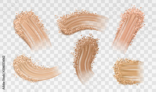 Quadro su tela Makeup foundation smear set isolated on transparent background