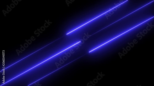 Abstract neon line seamless 3 lines background. purple color animation fluorescent ultraviolet light glowing neon strokes. Abstract neon Lines moving up and down screen saver, background.