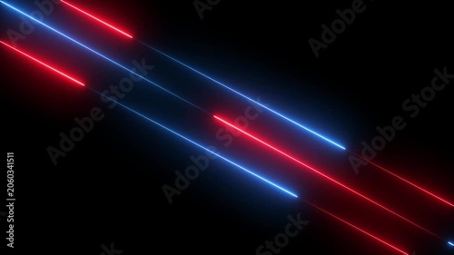 abstract colorful lights background. Abstract red and blue neon lines moving down on black background 4k loop video animation.