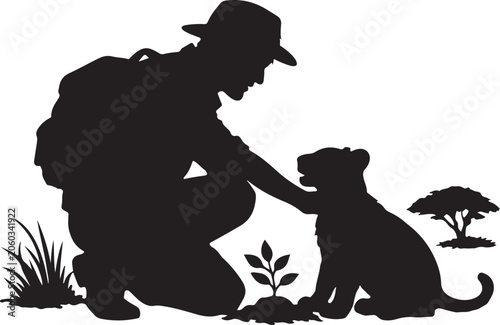 Foto silhouette of conservationist protecting wild animal