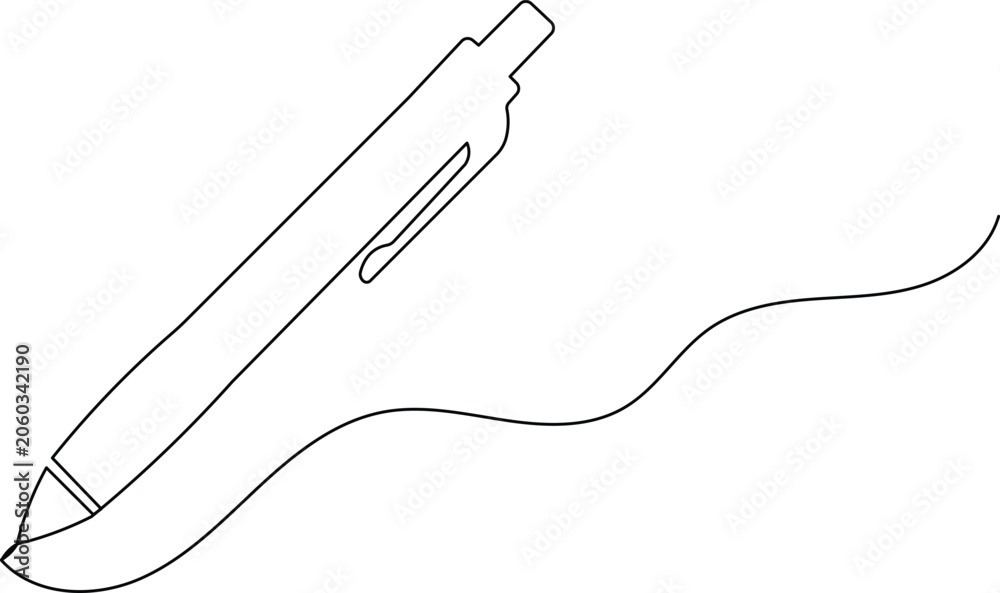 Obraz premium Ballpoint pen continuous one line drawing minimalist vector illustration design