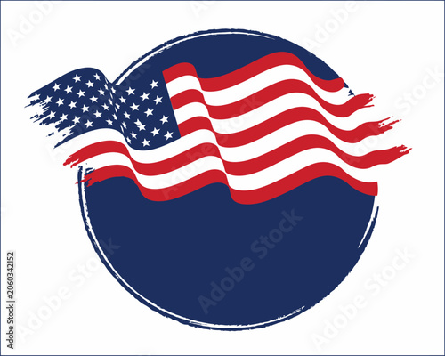 Brush stroke circle featuring a patriotic flag design for holiday greeting cards and invitations