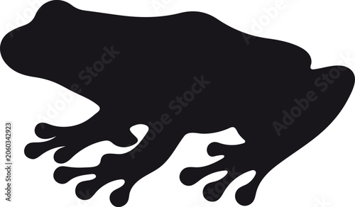 Foto A minimalist flat-style frog silhouette in high-contrast black