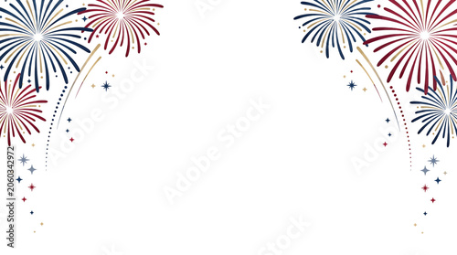 Colorful Fireworks Burst in Night Sky Celebration 4th of july