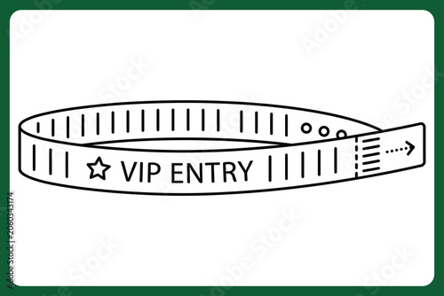 VIP entry wristband with star and arrow on white background