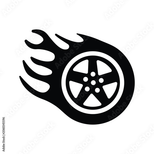 Racing Wheel With Flames Icon