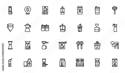 Εκτύπωση καμβά Coffee shop icon set