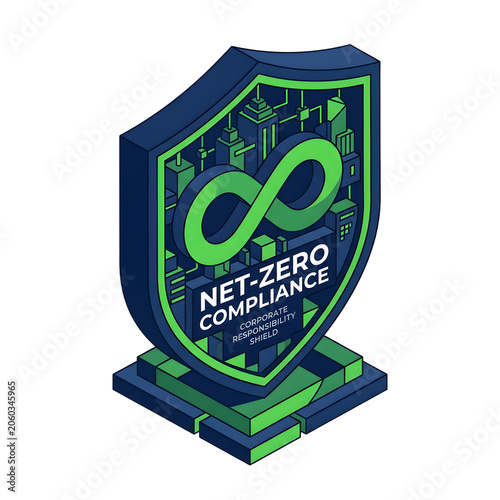 Sleek Isometric Corporate Compliance Shield Net Zero