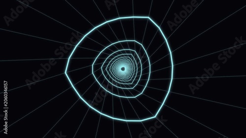 Spiral motion of blue lines in a dark space
