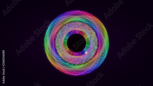 Colorful circle pattern with spinning lines and vibrant hues