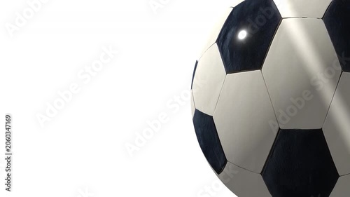 Rotating soccer ball on white background
